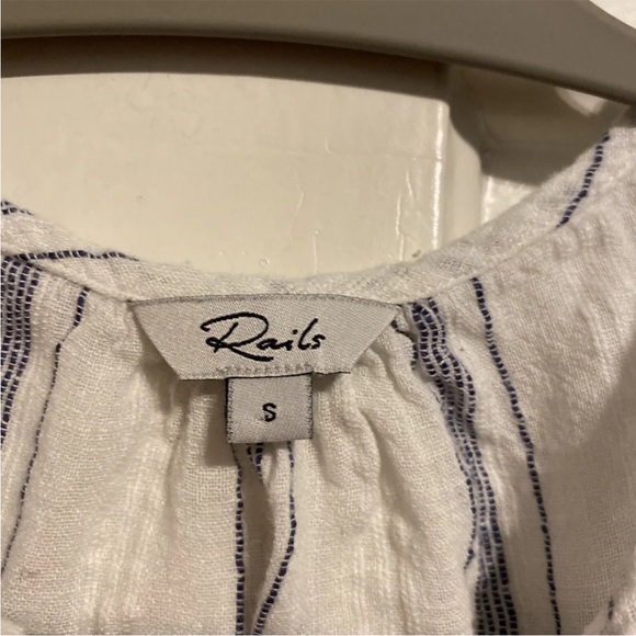 Rails Small Celeste Chalet Stripe Linen Button Blouse White Multi S - Picture 2 of 5